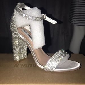 Steve Madden silver glitter heels